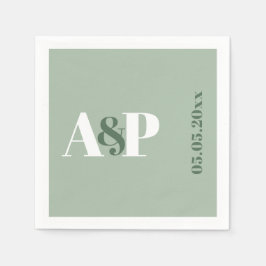 Guardanapo De Papel Simples Tipografia de Monograma Verde Sage Casamen