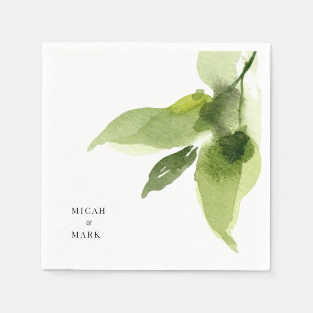Guardanapo De Papel Simples Watercolor Foliage Wedding Napkins (Frente)