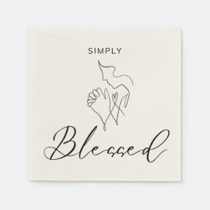 Guardanapo De Papel Simplesmente Abençoado Desenho de Linha Minimalist