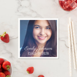 Guardanapo De Papel Simplesmente Elegante Graduação de Fotos em Script