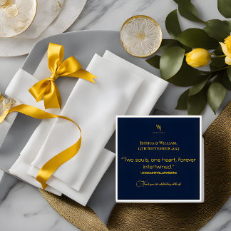 Guardanapo De Papel Simplesmente Marinho moderno Blue e Dourado Casame