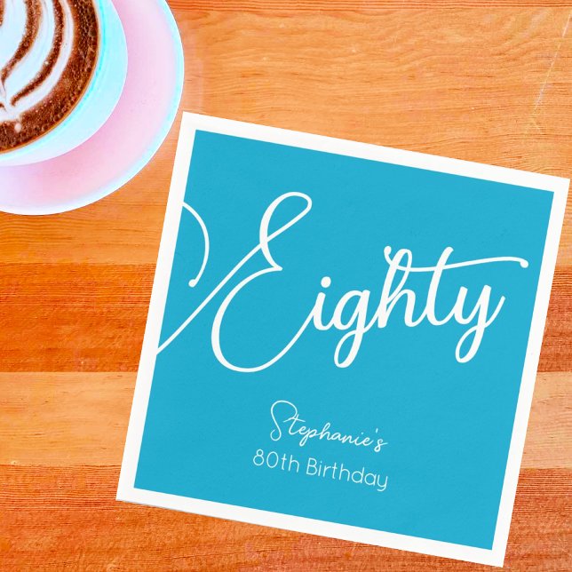 Guardanapo De Papel Simplesmente moderno Script Aqua Blue 80 Festa de  (Criador carregado)