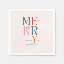 Guardanapo De Papel Simplesmente Natal Alegre Colorido Rosa