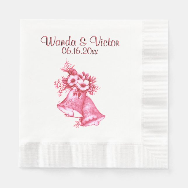 Guardanapo De Papel Sinais de Casamento Rosa Personalizados (Frente)