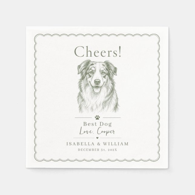 Guardanapo De Papel Sinal de Casamento de Cachorro Personalizado Menu  (Frente)