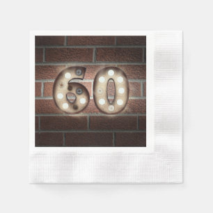 Guardanapo De Papel Sinal de marquee de 60 anos na parede de tijolos