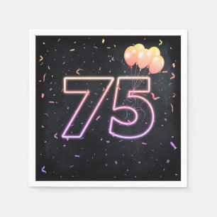 Guardanapo De Papel Sinal de Neon de 75º aniversário em Nápoles Neg