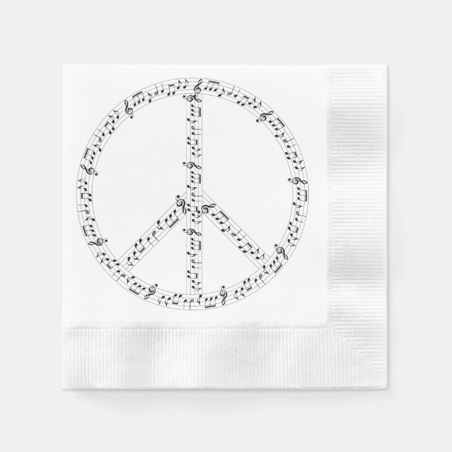 Guardanapo De Papel Sinal de Paz em Notas Musicais Negras (Frente)