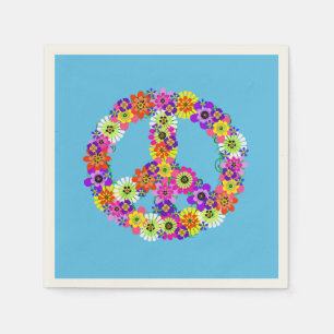 Guardanapo De Papel Sinal de Paz Floral em Azul