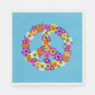 Guardanapo De Papel Sinal de Paz Floral em Azul