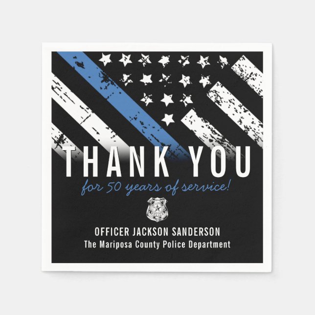 Guardanapo De Papel Sinalizador da Linha Azul do Aniversário da Políci (Frente)