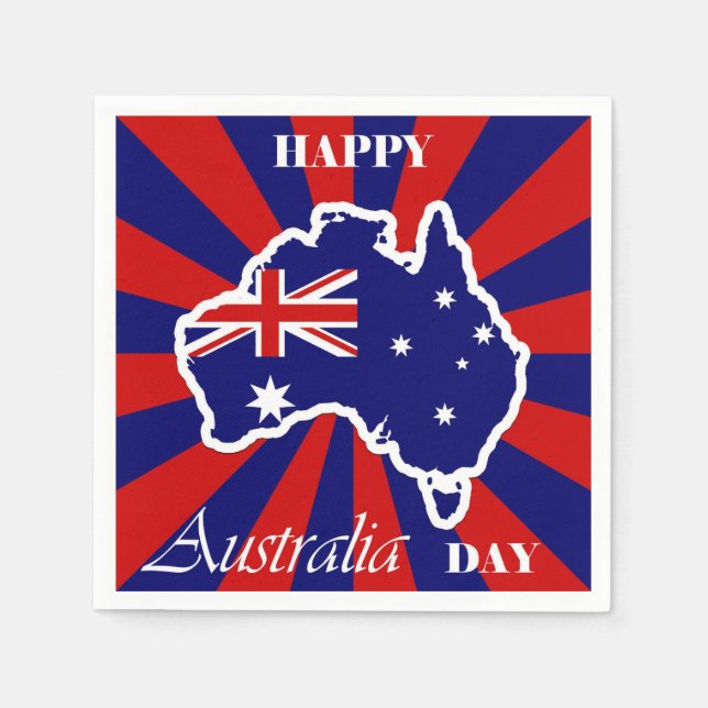 Guardanapo De Papel Sinalizador de Mapa Australiano Feliz Dia da Austr (Frente)