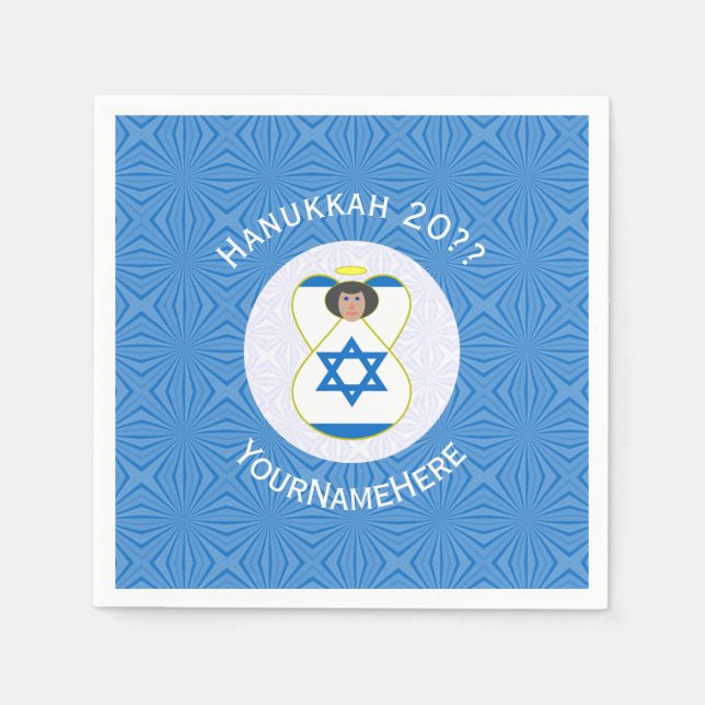 Guardanapo De Papel Sinalizador Israelita Anjo Hanukkah Personalizado (Frente)