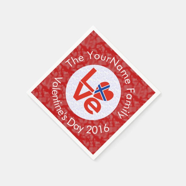 Guardanapo De Papel Sinalizador Norueguês Red LOVE Personalizado (Canto)