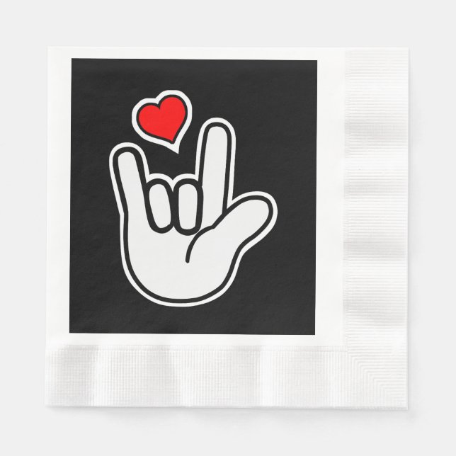 Guardanapo De Papel Sinalizar Idioma Que Eu Te Amo (Frente)