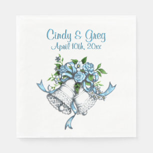 Guardanapo De Papel Sinos de Casamento Azul Personalizado