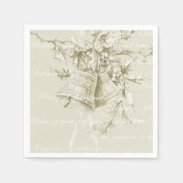 Guardanapo De Papel Sinos de férias de natal vintage neutros