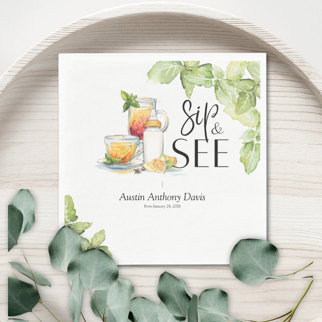 Guardanapo De Papel Sip and See Meet The Baby (Criador carregado)