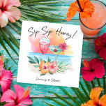 Guardanapo De Papel Sippin costeira" | Sip Horay Tropical Beach<br><div class="desc">Os guardanapos tropicais apresentam um pôr de sol de praia em aquarela,  coquetéis,  flores de hibisco e folhas de palma com a legenda "Sip Sip Hooray". Estas seriam excelentes para uma variedade de celebrações: chá de casamento ou aniversário,  festa de noivado,  chá de panela... você entendeu a ideia!</div>