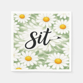 Guardanapo De Papel Sit Calligraphy Text On Daisy Abstract