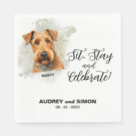 Guardanapo De Papel Sit, Stay & Celebrate Airedale Terrier Wedding