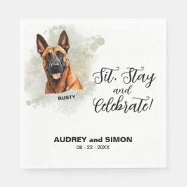 Guardanapo De Papel Sit, Stay & Celebrate Belgian Malinois Wedding