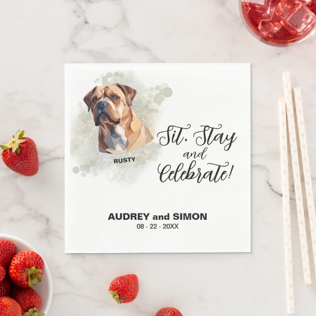 Guardanapo De Papel Sit, Stay & Celebrate Bulldog Wedding (Insitu)