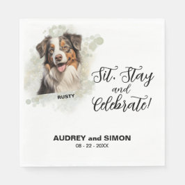 Guardanapo De Papel Sit, Stay & Celebrate Miniature American Shepherd