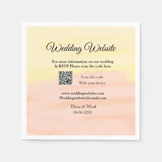Guardanapo De Papel Site de casamento adicionar código Q R digitalizaç (Frente)
