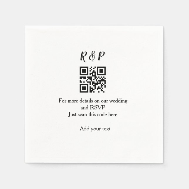 Guardanapo De Papel Site de casamento rsvp q r código adicionar nome t (Frente)