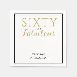 Guardanapo De Papel Sixty and Fabulous Black Gold 60th Birthday