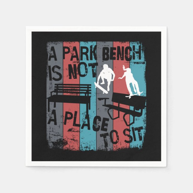 Guardanapo De Papel Skateboard - Skateboarder Funny Park Bench (Frente)