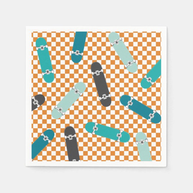 Guardanapo De Papel Skateboard Vamos Kicar Aniversário (Frente)
