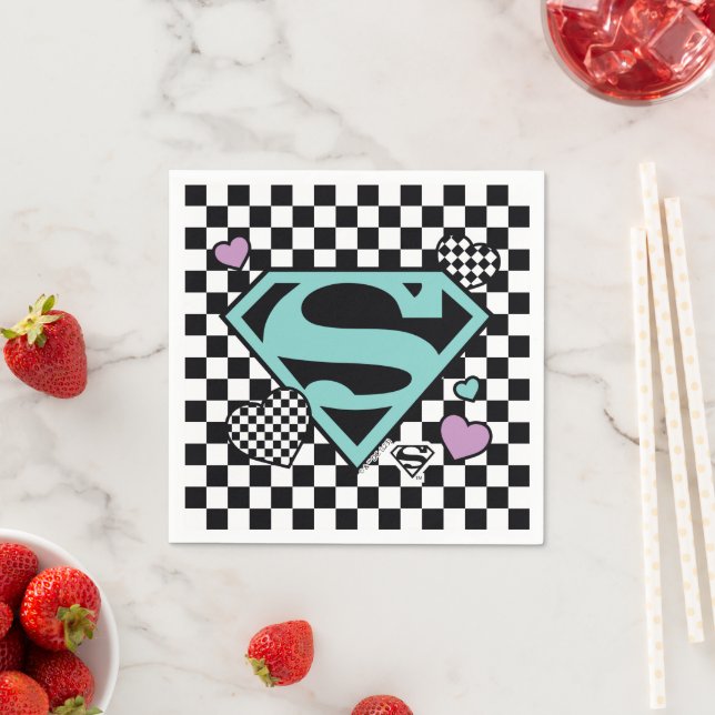 Guardanapo De Papel Skater Girl Supergirl Hearts-Shield (Insitu)
