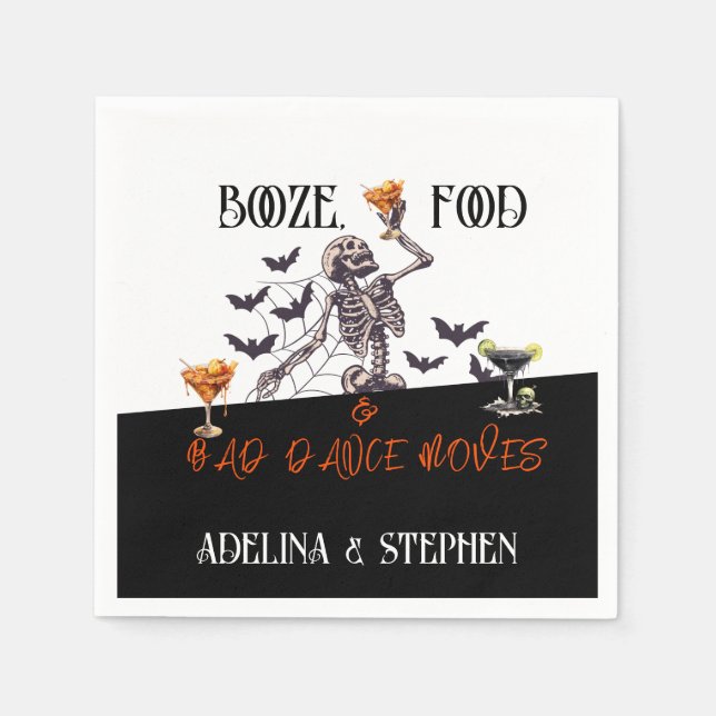 Guardanapo De Papel Skeleton Booze Comida Má Dança (Frente)