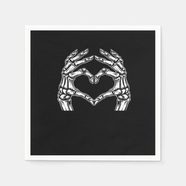 Guardanapo De Papel Skeleton Heart Hands Sign Halloween Figurume Basic (Frente)