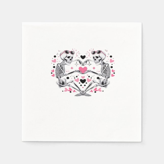 Guardanapo De Papel Skeleton Heart Mãos Clássicas Virais (Frente)
