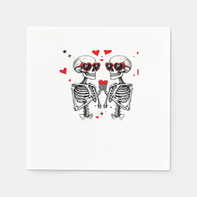 Guardanapo De Papel Skeleton Heart Mãos Para Tendência (Frente)