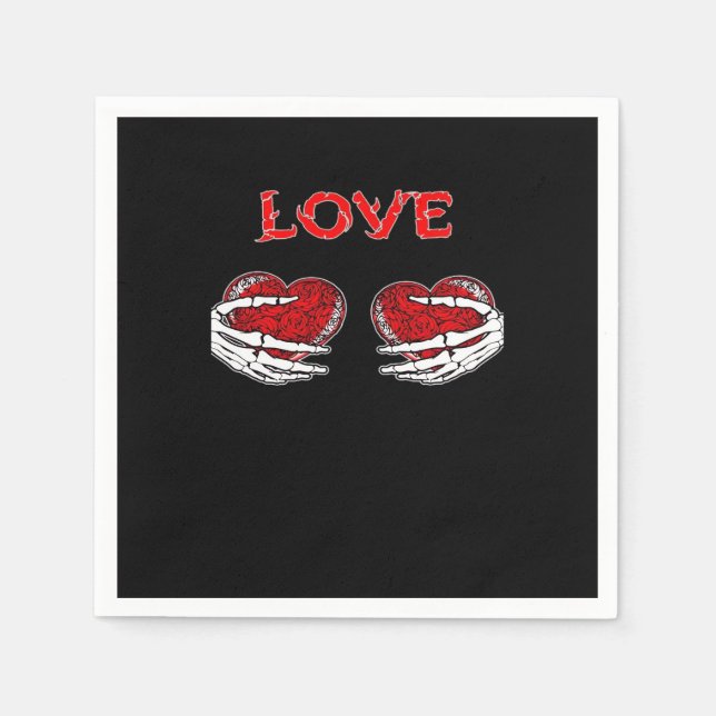 Guardanapo De Papel Skeleton mãos Design de coração engraçado (Frente)