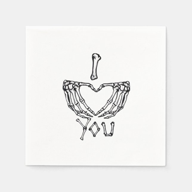 Guardanapo De Papel Skeleton Mãos Fazer Coração (Frente)