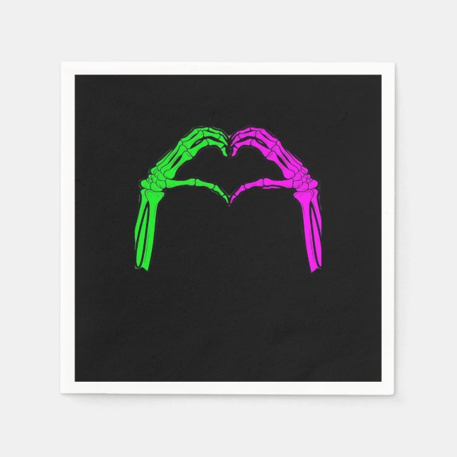 Guardanapo De Papel Skeleton Mãos Sinais de Coração Retro Figurino de  (Frente)