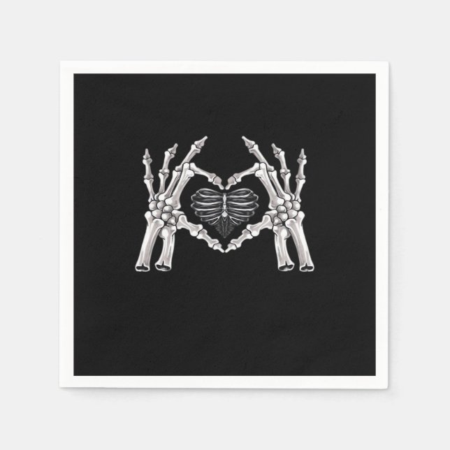 Guardanapo De Papel Skeleton Ribs Sinal de Coração da Mão (Frente)