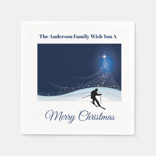 Guardanapo De Papel Ski run winter snow Christmas holiday festivities (Frente)