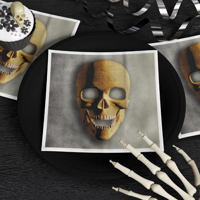 Guardanapo De Papel Skull Gótica Skeleton Rosto Festa de Halloween (Spooky Halloween napkins for your skeleton themed party)