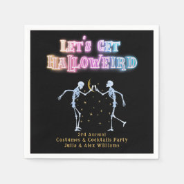 Guardanapo De Papel Skull Neon Halloween Halloweire Dançando Esqueleto