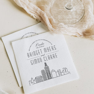 Guardanapo De Papel Skyline da Deco da Cidade de Omaha   Casamento Ná