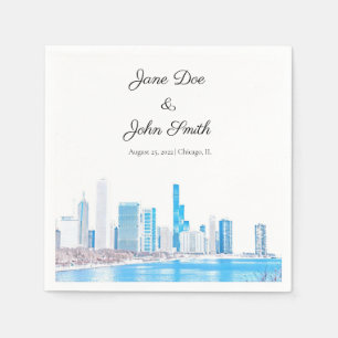 Guardanapo De Papel Skyline Personalizado do Wintery Chicago