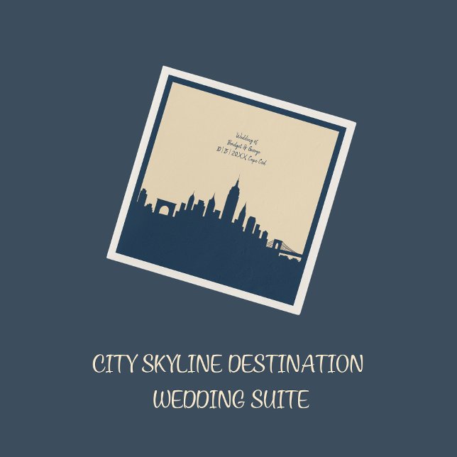 Guardanapo De Papel skyline urbano moderno azul Destino de casamento (Criador carregado)