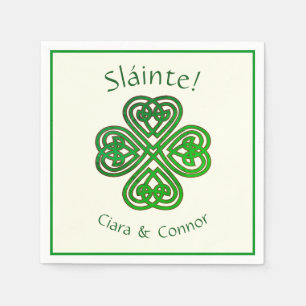 Guardanapo De Papel Sláinte Green Celtic Irish Shamrock