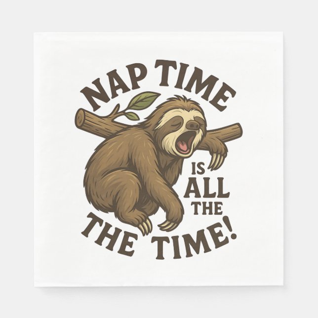 Guardanapo De Papel Sleepy Sloth Engraçado (Frente)